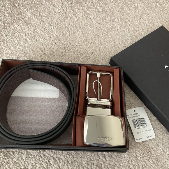 Coach 55229 Boxed Plaque And Harness Buckle Cut To Size Reversible Belt, 38 Mm - Picture 1 of 5